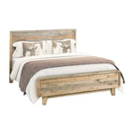 Queen Size Wooden Bed Frame in Solid Wood Antique Design Light Brown - Furniture > Bedroom