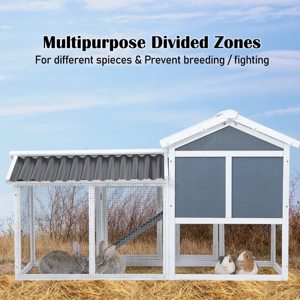 Rabbit Hutch Chicken Coop 147cm 2 Storey Pet Cage Run GRACIE - Pet Care > Coops & Hutches > Coop & Hutch Accessories