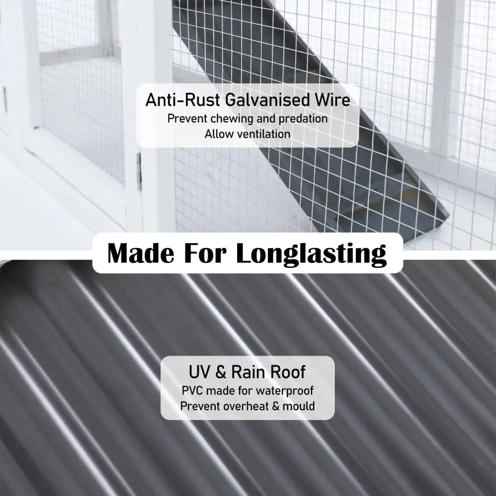 Rabbit Hutch Chicken Coop 147cm 2 Storey Pet Cage Run GRACIE - Pet Care > Coops & Hutches > Coop & Hutch Accessories