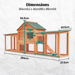 Rabbit Hutch Chicken Coop 204 x 45 x 85cm 2 Storey Cage Mansion - Pet Care > Coops & Hutches > Coop & Hutch Accessories