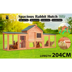 Rabbit Hutch Chicken Coop 204 x 45 x 85cm 2 Storey Cage Mansion - Pet Care > Coops & Hutches > Coop & Hutch Accessories