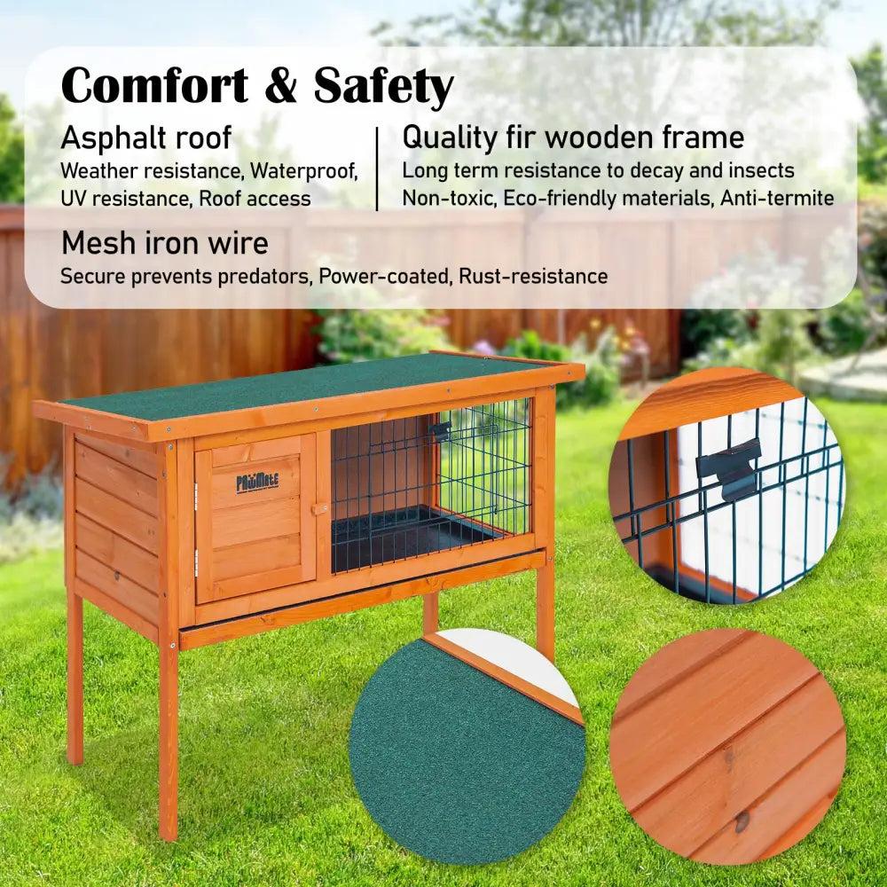 Rabbit Hutch Chicken Coop 91 x 45 x 70cm Free Standing Cage Run Eden - Pet Care > Coops & Hutches > Coop & Hutch