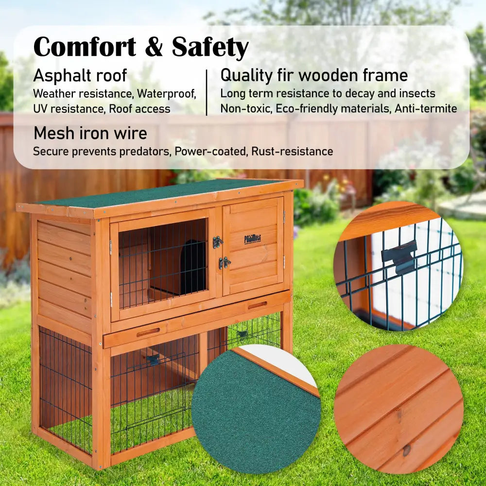 Rabbit Hutch Chicken Coop 92 x 45 x 82cm 2 Storey Cage Run Aria - Pet Care > Coops & Hutches > Coop & Hutch Accessories