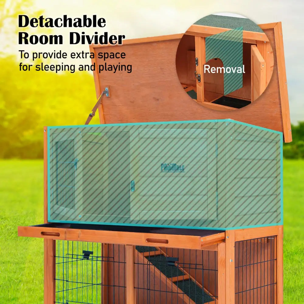 Rabbit Hutch Chicken Coop 92 x 45 x 82cm 2 Storey Cage Run Aria - Pet Care > Coops & Hutches > Coop & Hutch Accessories