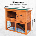 Rabbit Hutch Chicken Coop 92 x 45 x 82cm 2 Storey Cage Run Aria - Pet Care > Coops & Hutches > Coop & Hutch Accessories
