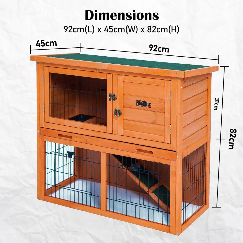 Rabbit Hutch Chicken Coop 92 x 45 x 82cm 2 Storey Cage Run Aria - Pet Care > Coops & Hutches > Coop & Hutch Accessories