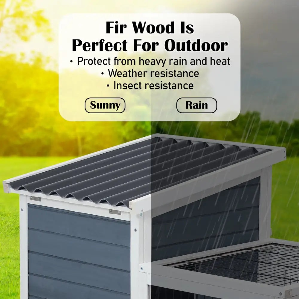 Rabbit Hutch Chicken Coop with Wheels 96.5 x 56 x 90.5cm 2 Storey Pet Cage Run HOPKINS - Pet Care > Coops & Hutches >