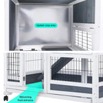 Rabbit Hutch Chicken Coop with Wheels 96.5 x 56 x 90.5cm 2 Storey Pet Cage Run THUMPER - Pet Care > Coops & Hutches >