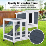 Rabbit Hutch Chicken Coop with Wheels 96.5 x 56 x 90.5cm 2 Storey Pet Cage Run THUMPER - Pet Care > Coops & Hutches >