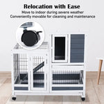 Rabbit Hutch Chicken Coop with Wheels 96.5 x 56 x 90.5cm 2 Storey Pet Cage Run THUMPER - Pet Care > Coops & Hutches >