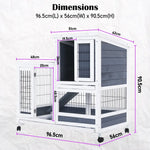Rabbit Hutch Chicken Coop with Wheels 96.5 x 56 x 90.5cm 2 Storey Pet Cage Run HOPKINS - Pet Care > Coops & Hutches >
