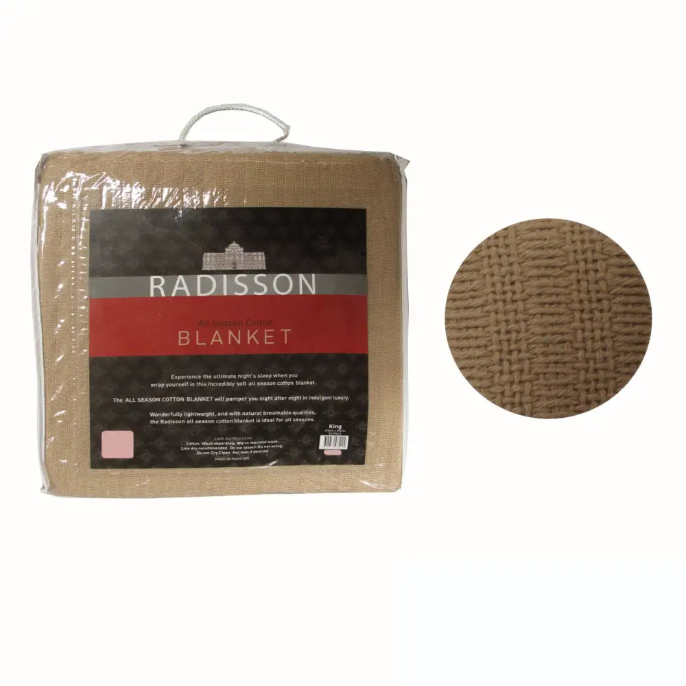 Radisson All Season Cotton Blanket Latte SINGLE - Home & Garden > Bedding