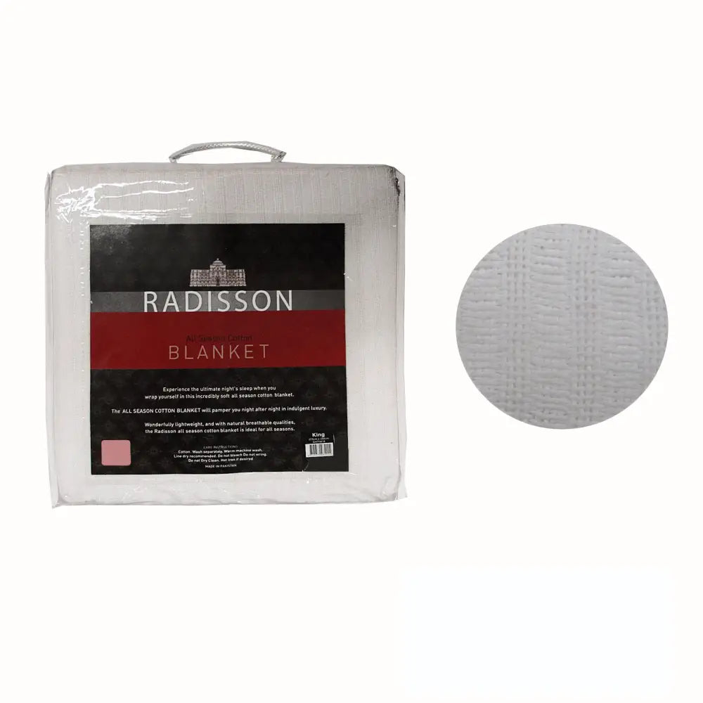 Radisson All Season Cotton Blanket White SINGLE - Home & Garden > Bedding