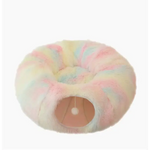 Rainbow Luxury Plush Cat Bed with Hidden Tunnel - Soft Round Pet Bed for Cats and Small Dogs - Pet Care > Cat Supplies