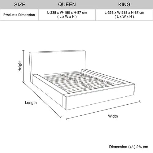 Ralph King Bed Frame Fabric Upholstery in KD slat - Furniture > Bar Stools & Chairs > Arm Chairs & Recliners