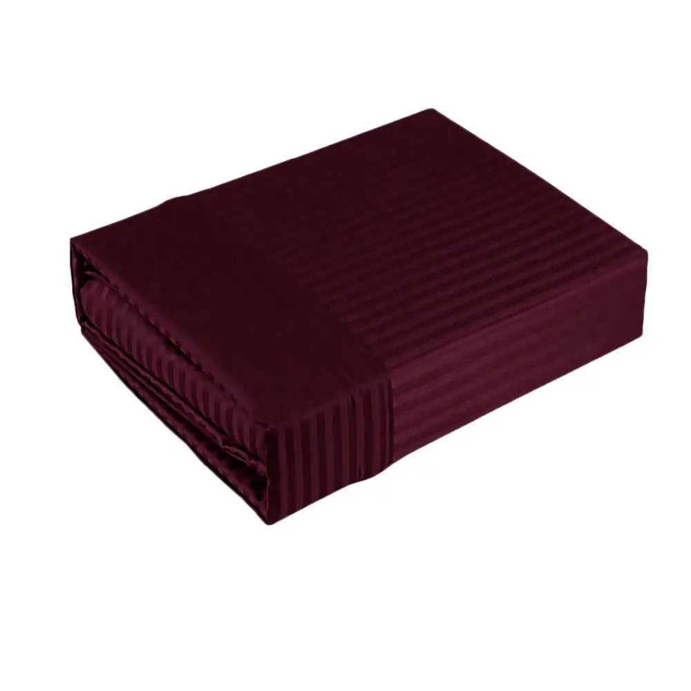 Ramesses 1000TC American Pima Cotton Narrow Stripe Sheet Set Burgundy King - Home & Garden > Bedding