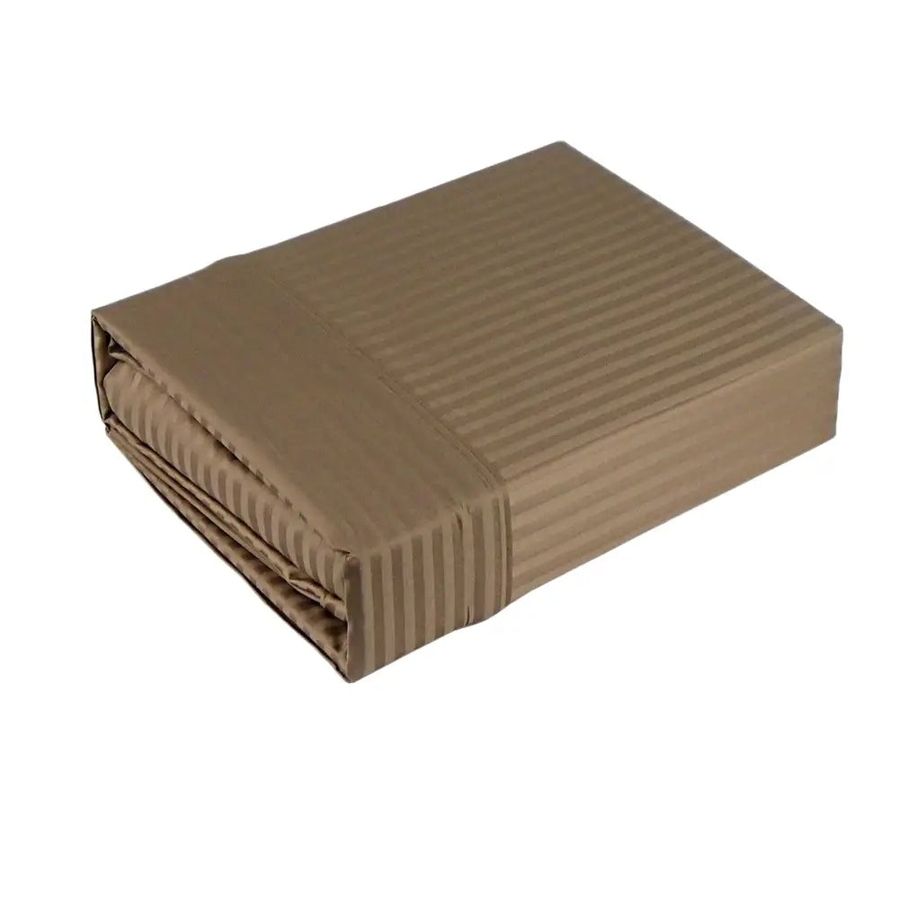 Ramesses 1000TC American Pima Cotton Narrow Stripe Sheet Set Mocha Queen - Home & Garden > Bedding