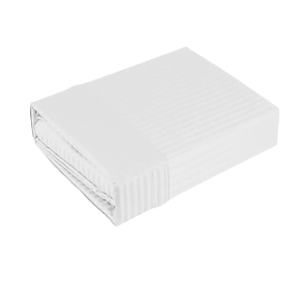Ramesses 1000TC American Pima Cotton Narrow Stripe Sheet Set White Queen - Home & Garden > Bedding