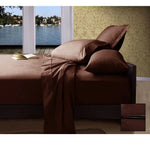 Ramesses 1000TC American Pima Cotton Plain Design Sheet Set Chocolate Queen - Home & Garden > Bedding
