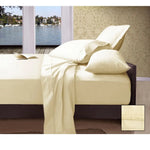 Ramesses 1000TC American Pima Cotton Plain Design Sheet Set Ivory Queen - Home & Garden > Bedding