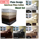 Ramesses 1000TC American Pima Cotton Plain Design Sheet Set Linen King - Home & Garden > Bedding