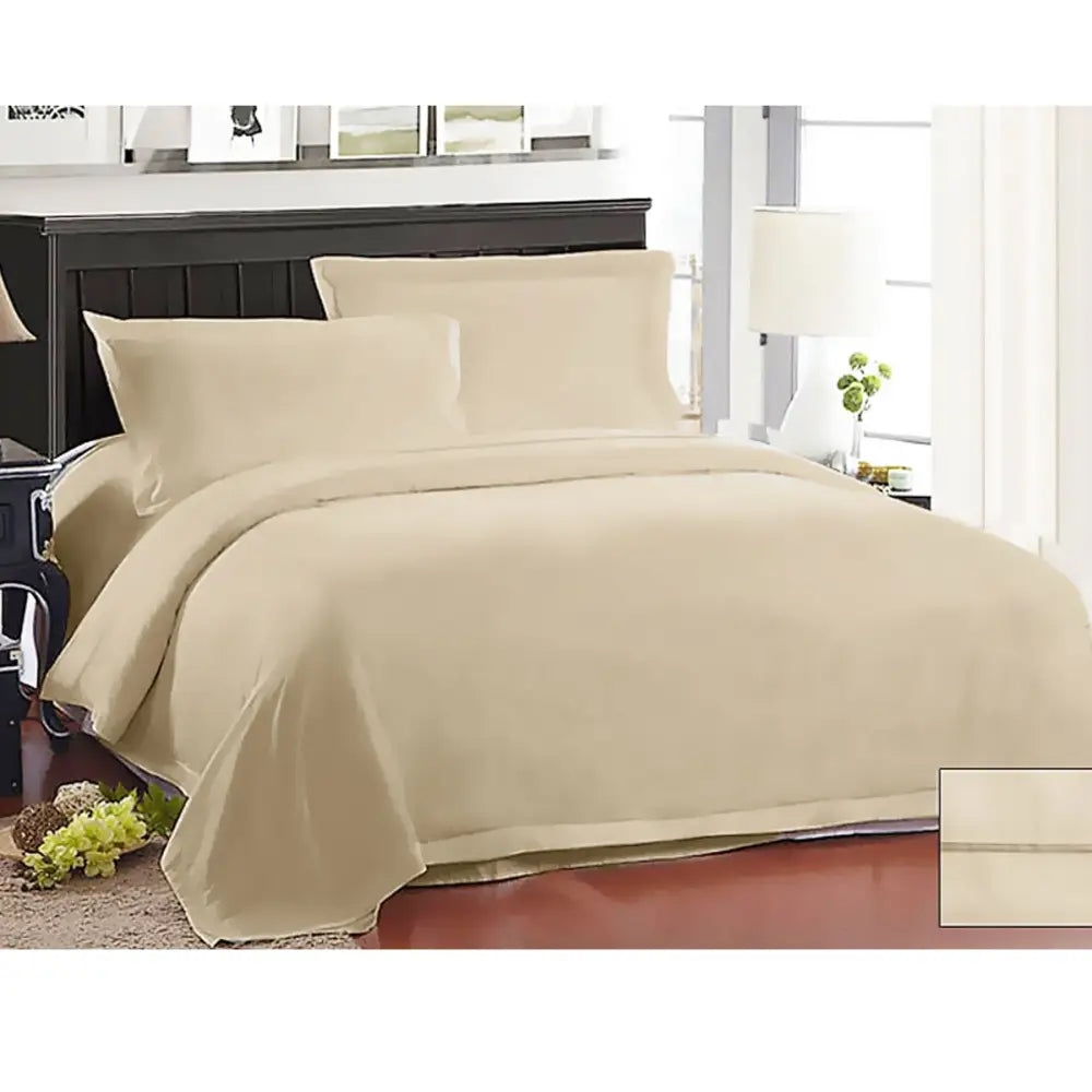 Ramesses 1000TC American Pima Cotton Quilt Cover Set Linen Queen - Home & Garden > Bedding
