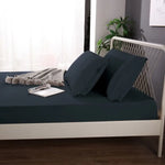 Ramesses 1000TC Linen Bamboo Fitted Sheet Combo Set Charcoal Queen - Home & Garden > Bedding > Bed Sheets