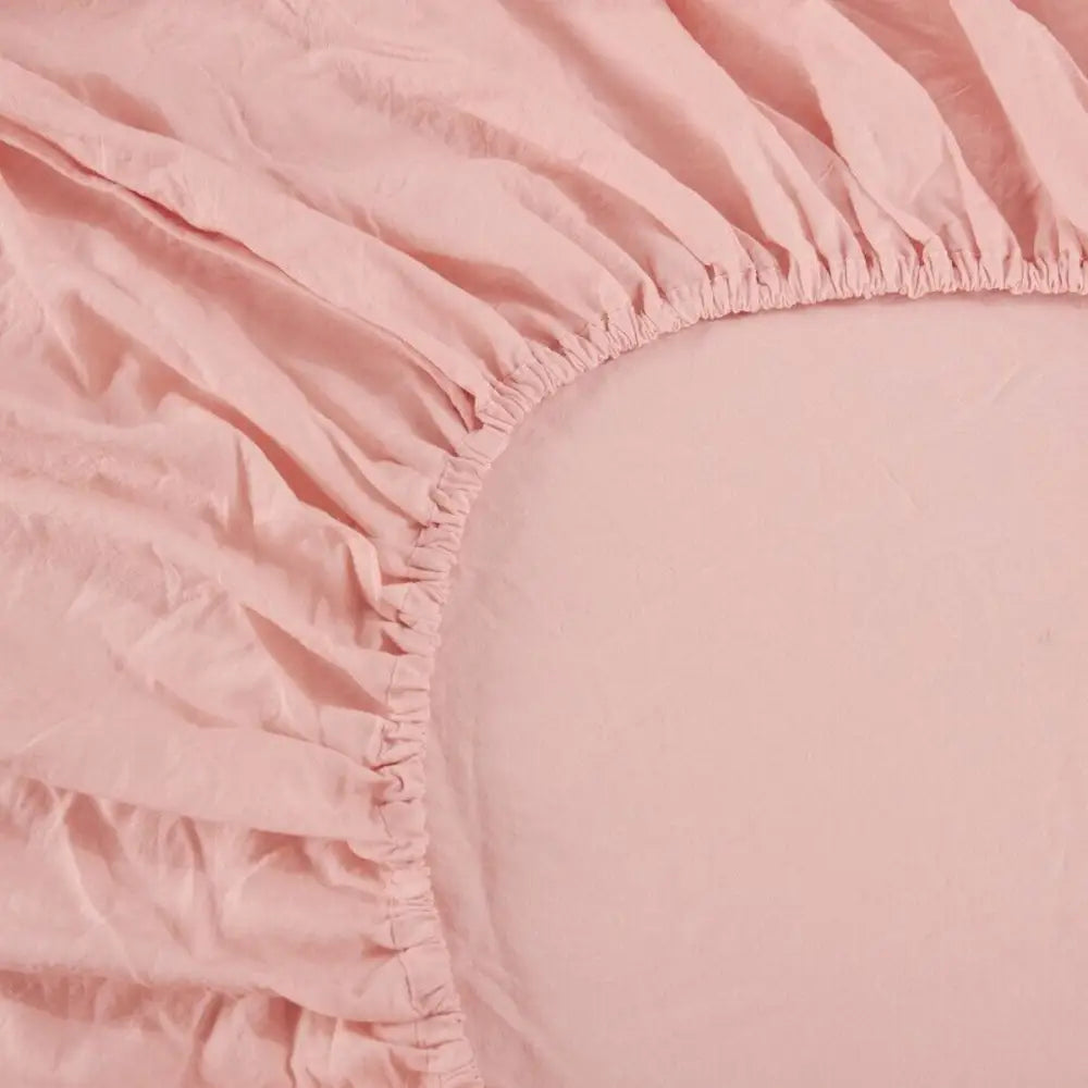 Ramesses 1000TC Linen Bamboo Fitted Sheet Combo Set Dusty Pink Queen - Home & Garden > Bedding > Bed Sheets