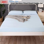 Ramesses 1000TC Linen Bamboo Fitted Sheet Combo Set Plein Air Queen - Home & Garden > Bedding > Bed Sheets