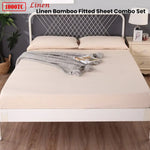 Ramesses 1000TC Linen Bamboo Fitted Sheet Combo Set Linen Queen - Home & Garden > Bedding > Bed Sheets