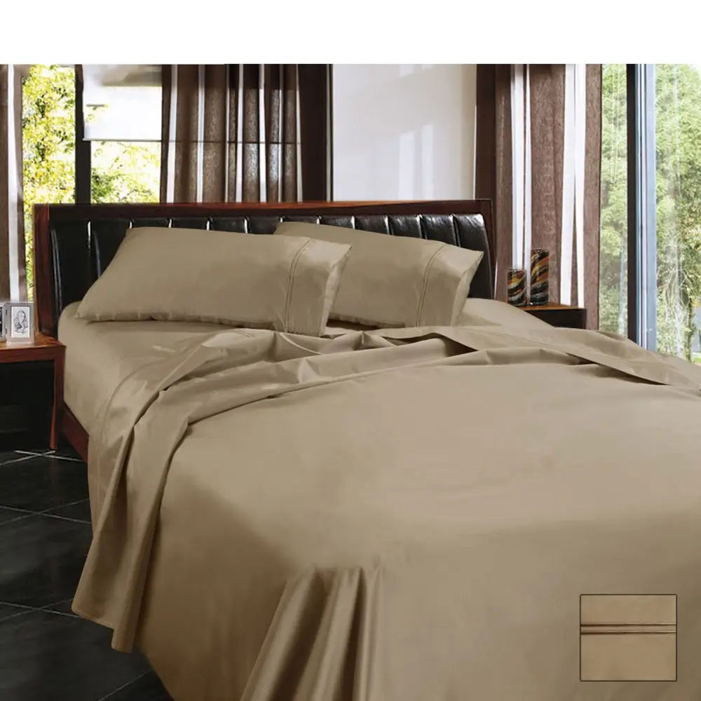 Ramesses 1450TC Egyptian Cotton Sateen Sheet Set Linen King - Home & Garden > Bedding