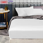 Ramesses 1500TC Elite Egyptian Cotton Sateen Fitted Sheet Combo Set White Mega King - Home & Garden > Bedding > Bed