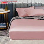Ramesses 1500TC Elite Egyptian Cotton Sateen Fitted Sheet Combo Set Rose Pink King Single - Home & Garden > Bedding >