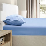 Ramesses 2000TC Bamboo Embossed Fitted Sheet Combo Set Mid Blue King - Home & Garden > Bedding > Bed Sheets