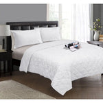 Ramesses 3 Piece Jacquard Floral Comforter Set Queen White - Home & Garden > Bedding