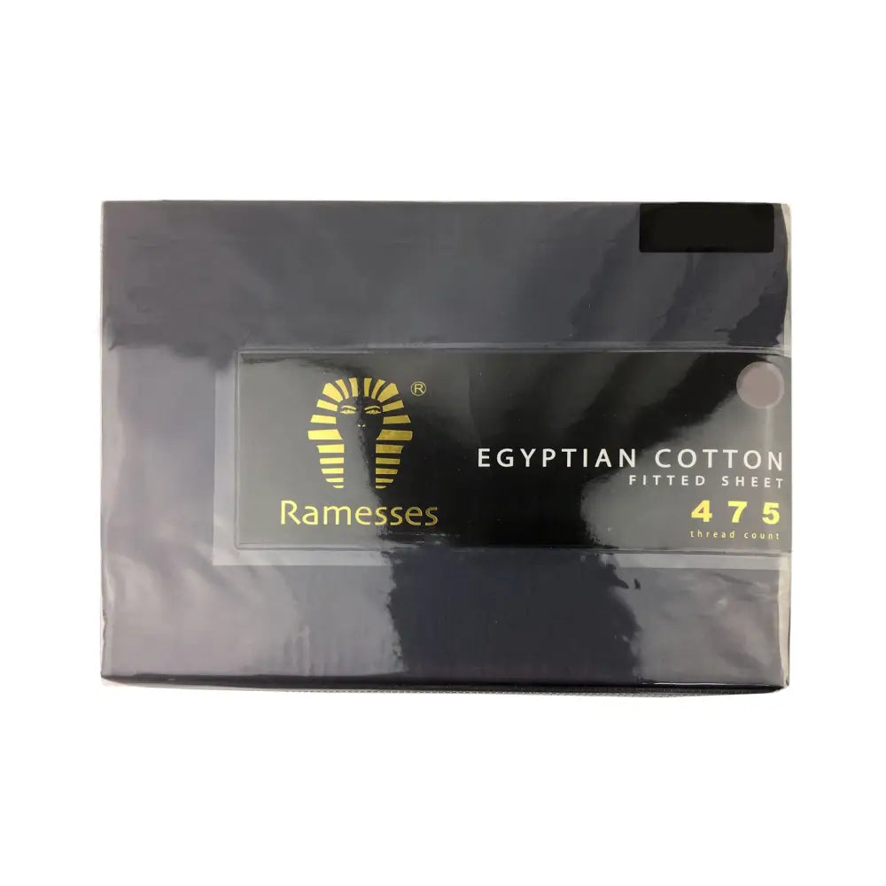 Ramesses 475TC Egyptian Cotton Fitted Sheet Queen Charcoal - Home & Garden > Bedding > Bed Sheets