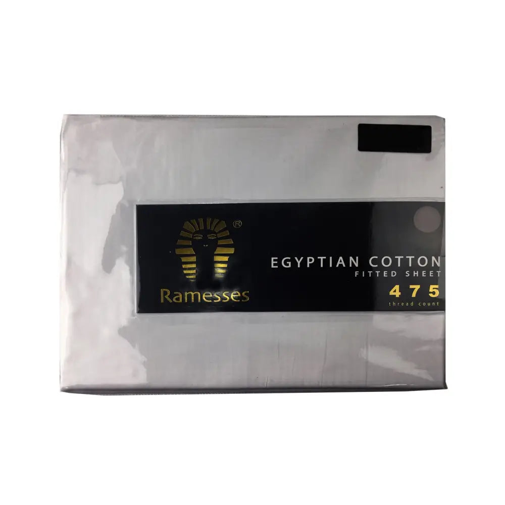 Ramesses 475TC Egyptian Cotton Fitted Sheet Queen Silver - Home & Garden > Bedding