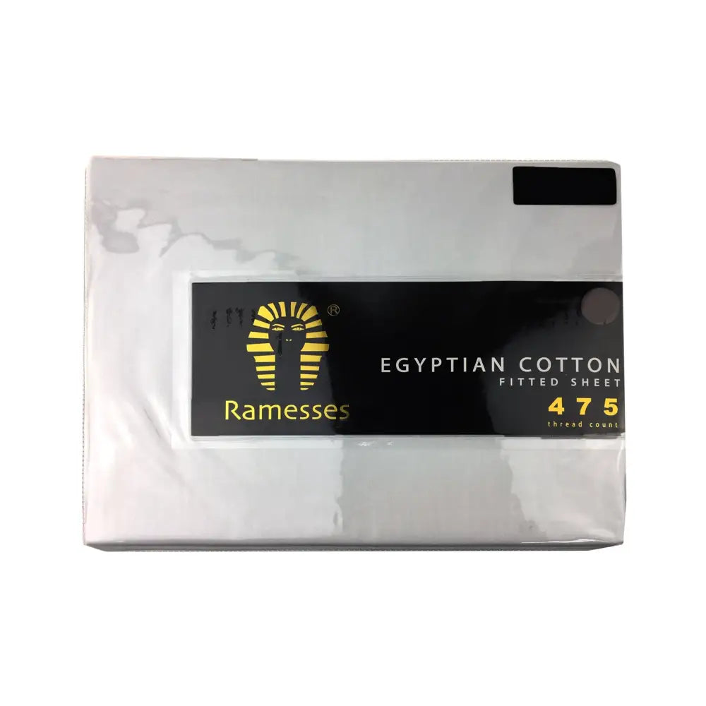 Ramesses 475TC Egyptian Cotton Fitted Sheet Queen White - Home & Garden > Bedding > Bed Sheets