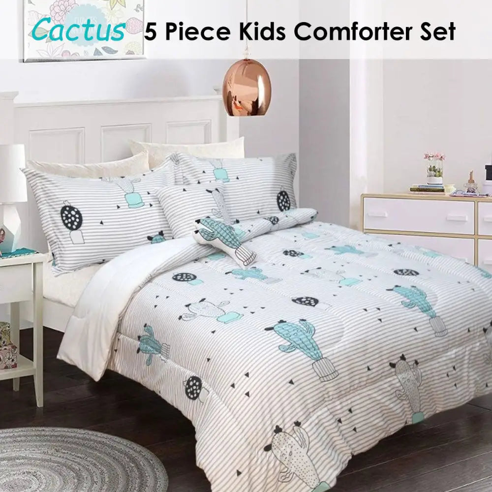Ramesses 5 Piece Kids Comforter Set Cactus Double - Home & Garden > Bedding