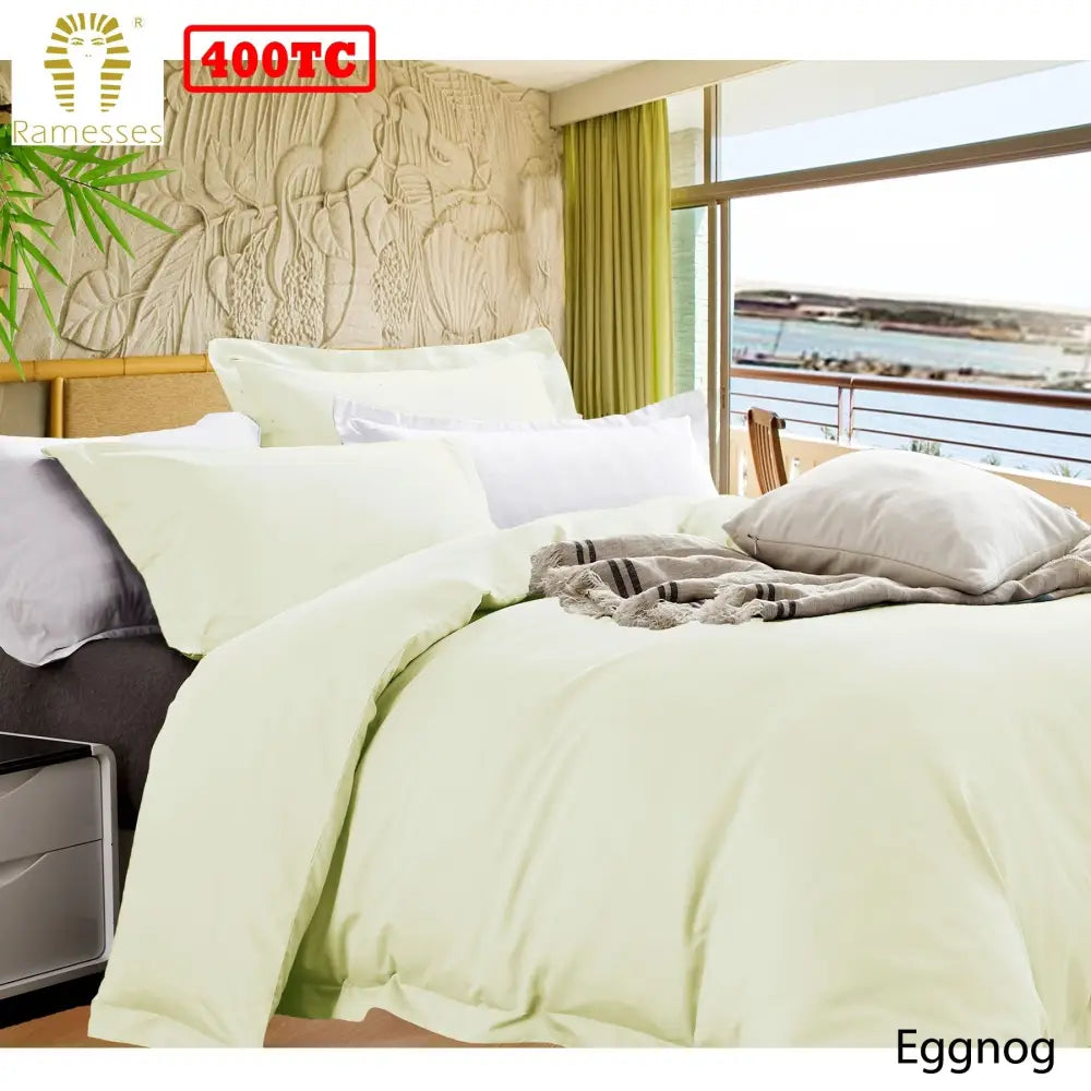 Ramesses Bamboo Cotton Quilt Cover Set Eggnog King - Home & Garden > Bedding