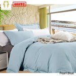 Ramesses Bamboo Cotton Quilt Cover Set Pearl Blue Queen - Home & Garden > Bedding