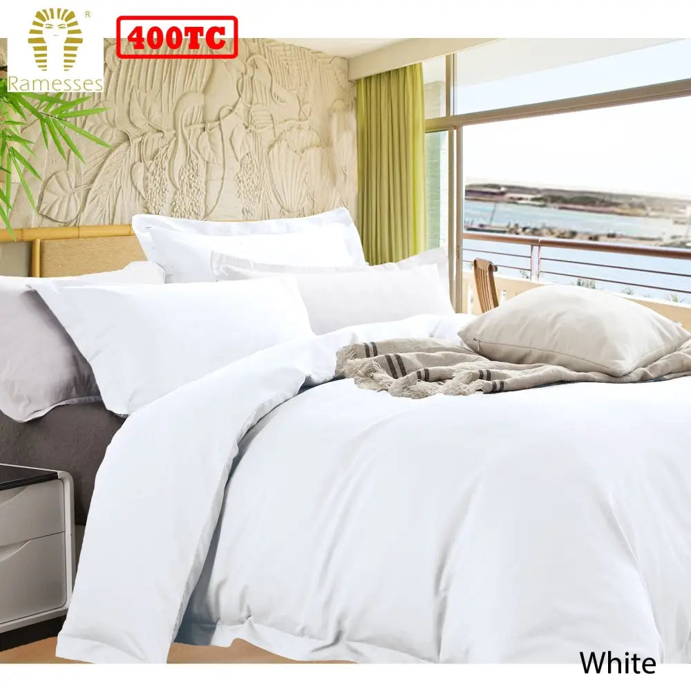 Ramesses Bamboo Cotton Quilt Cover Set White King - Home & Garden > Bedding