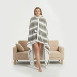 Ramesses Faux Fur Hooded Robe Grey White Stripe - Home & Garden > Bathroom Accessories