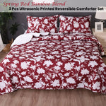 Ramesses Spring Red 3 Pcs Bamboo Blend Ultrosonic Reversible Comforter Set King - Home & Garden > Bedding > Bed Sheets