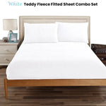 Ramesses Teddy Fleece Fitted Sheet Combo Set White Queen - Home & Garden > Bedding > Bed Sheets