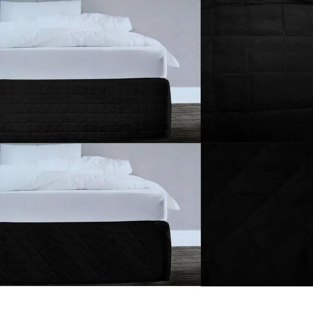 Random Pattern Quilted Valance Black Queen - Home & Garden > Decor