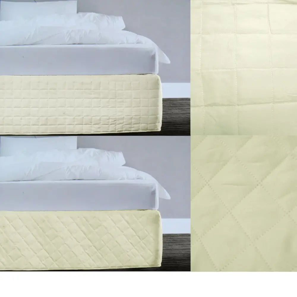 Random Pattern Quilted Valance Cream Queen - Home & Garden > Decor