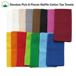 Random Pick Set of 6 100% Cotton Waffle Tea Towels - 50 x 70 cm - Home & Garden > Kitchenware