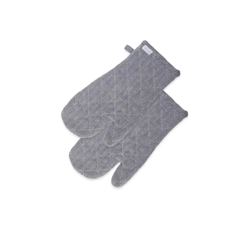 Rans Herringbone Black Cotton Set of 2 Oven Gloves - Home & Garden > Kitchenware