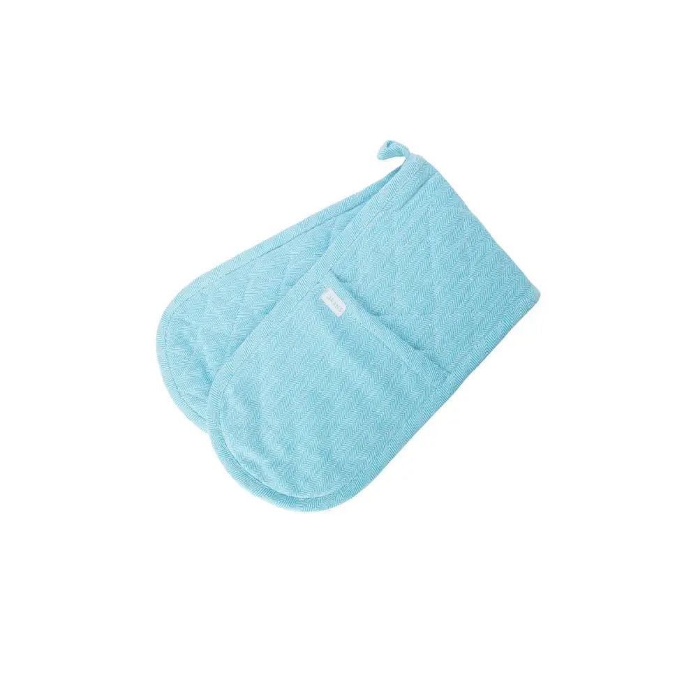Rans Herringbone Blue Cotton Double Oven Mitt - Home & Garden > Kitchenware